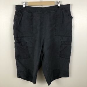 Flax Linen Lagenlook Cargo Flood Capri Pants